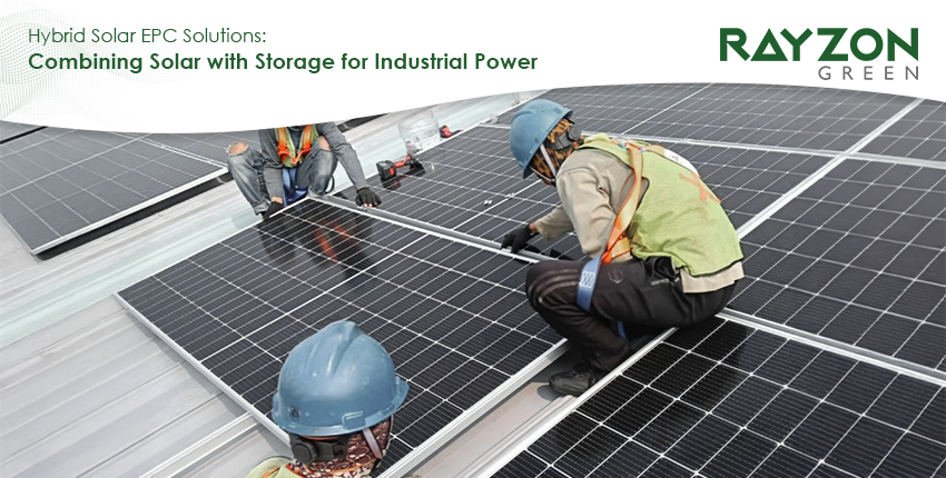 Hybrid solar EPC solutions combining solar and battery storage for industries by Rayzon Green