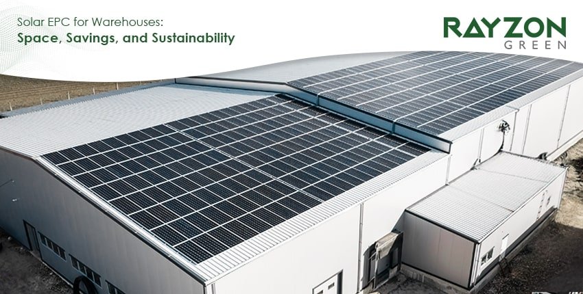 Rayzon Green's solar EPC installation on warehouse rooftops delivering energy savings, sustainability, and ROI benefits for logistics and storage facilities in India.
