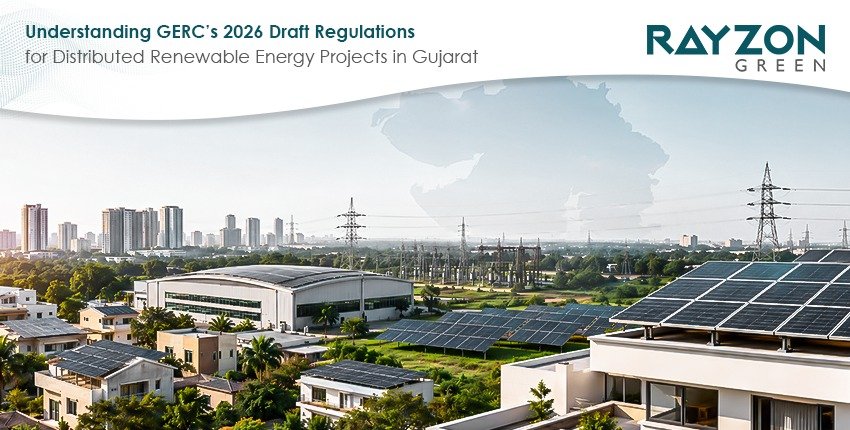 Rayzon Green distributed solar installation in Gujarat highlighting GERC 2026 smart grid compliance.